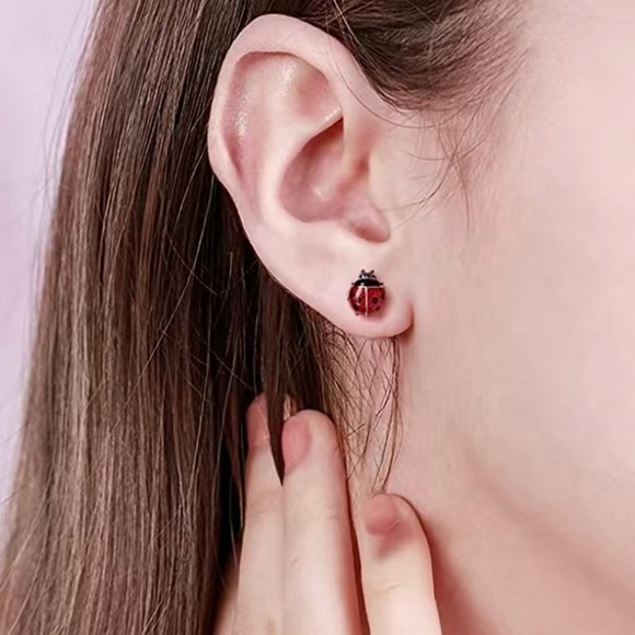Ladybug Stud Earrings - Picture 3 of 5